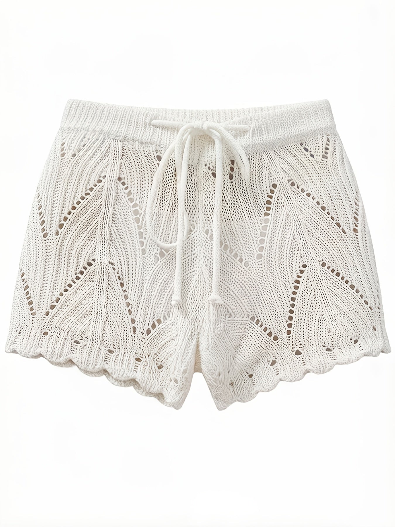 Dam Shorts Bohemisk Strandstil med Virkad Design för Semester och Badmode