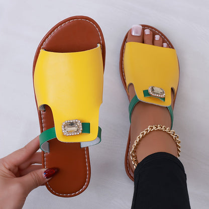 Damers eleganta slip-in sandaler med smyckesdetalj för vardag och semester