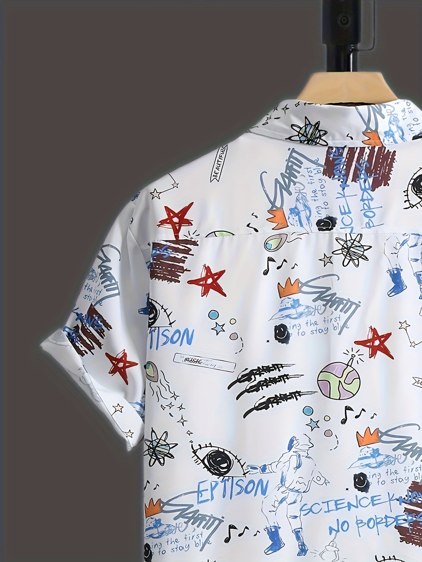 Herr Skjorta Kortärmad Streetwear Graffiti-Print Modern Casual Statement