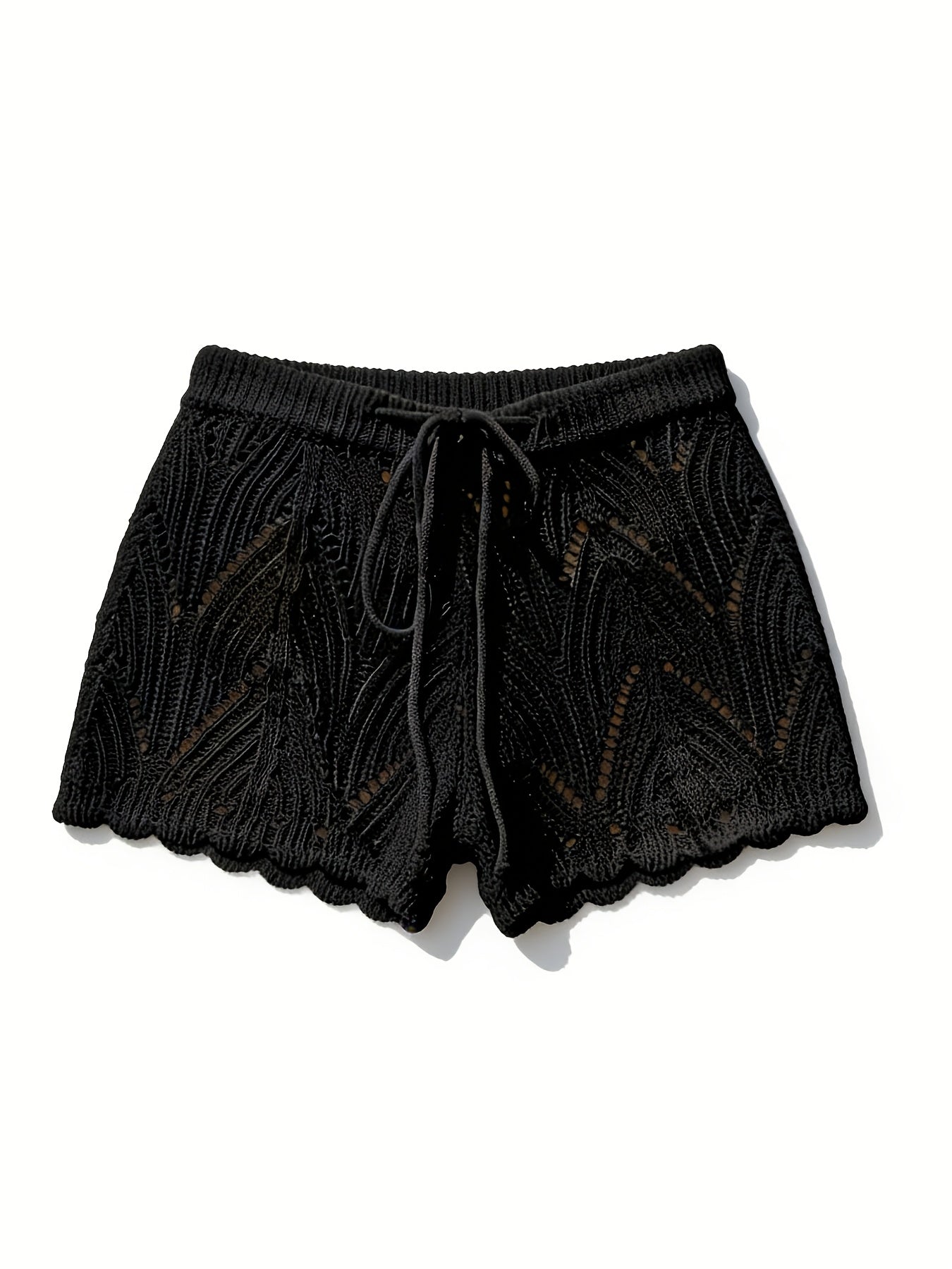 Dam Shorts Bohemisk Strandstil med Virkad Design för Semester och Badmode