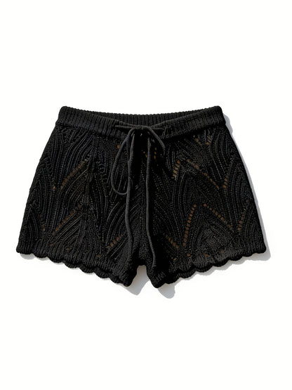 Dam Shorts Bohemisk Strandstil med Virkad Design för Semester och Badmode