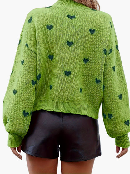 Damstickad tröja med hjärtmönster för vardag och höst/vinter