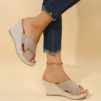 Alice – Stora storlekar dam skor kilklack hampa rep plattform sandaler