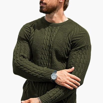 Herrstickad Tröja – Elegant Kabelstickad Pullover för Höst och Vinter – Avslappnad Stil