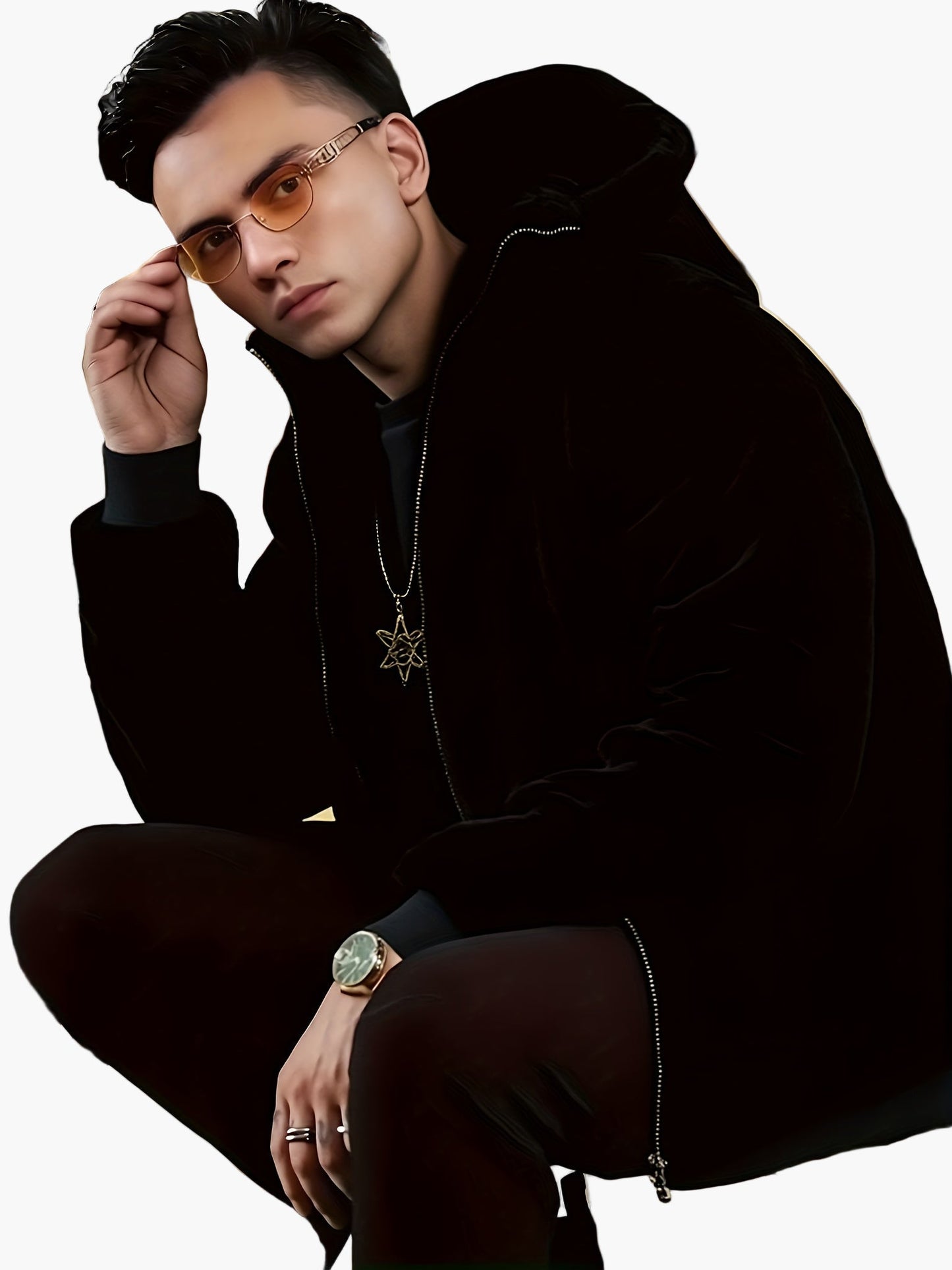 Herr Varm Fuskpälsjacka med Huva – Stilren Vinterjacka för Casual & Helg