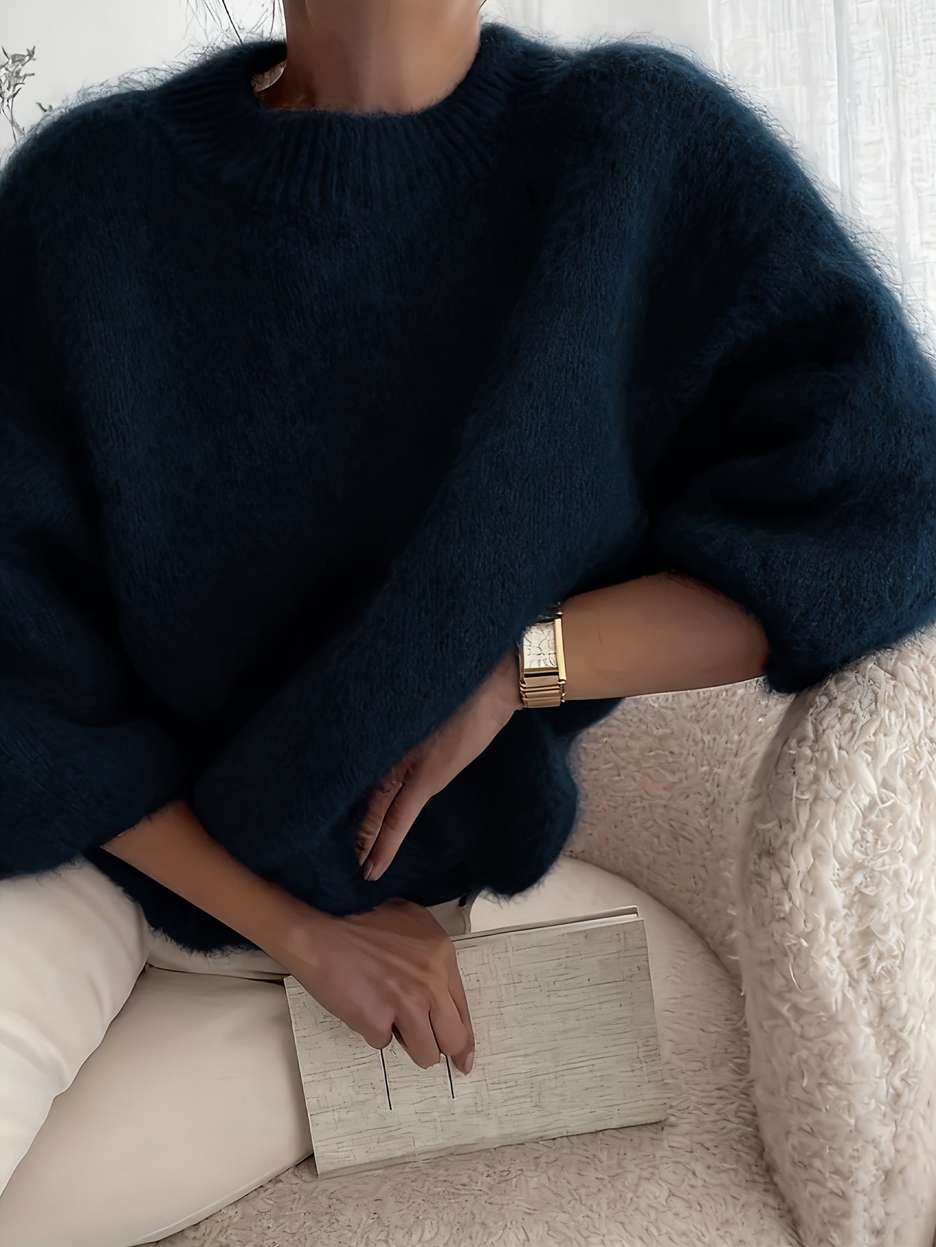 Damtröja Elegant Långärmad Oversize Stickad Höst/Vinter – Avslappnad Stil