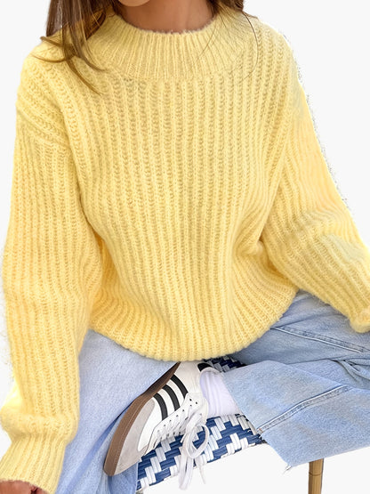 Damstickad avslappnad tröja för höst och vinter – vardagsstil och komfort