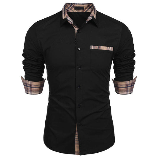 Herrskjorta Slim Fit Business Casual med Rutiga Detaljer – Långärmad, Modern Stil