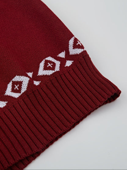 Herrarnas jultröja med dragkedja och renmotiv – avslappnad vinterstickad cardigan