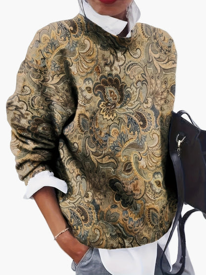 Damtröja med vintageinspirerat mönster – avslappnad och trendig för vardagsbruk