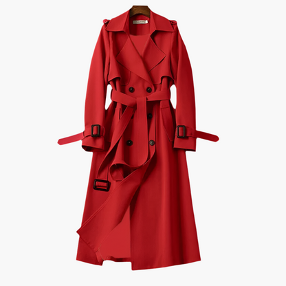 Dam Klassisk Lång Trenchcoat – Elegant Ytterplagg för Vardag och Fest