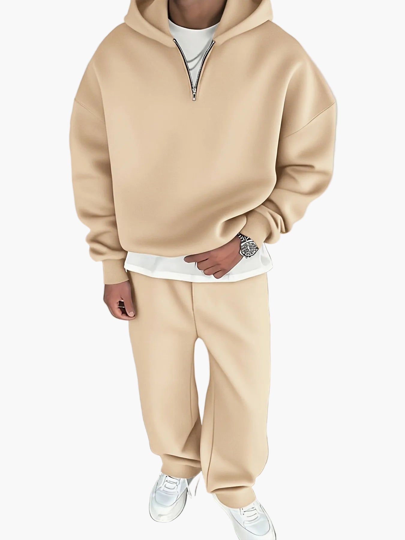 Herr Joggingdräkt med Huva – Avslappnad Streetwear Set för Höst och Vinter