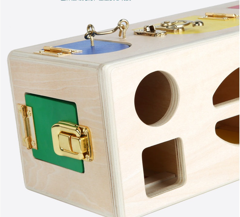 Utbildande form- och låsbox för barn – pedagogisk leksak för problemlösning och motorik