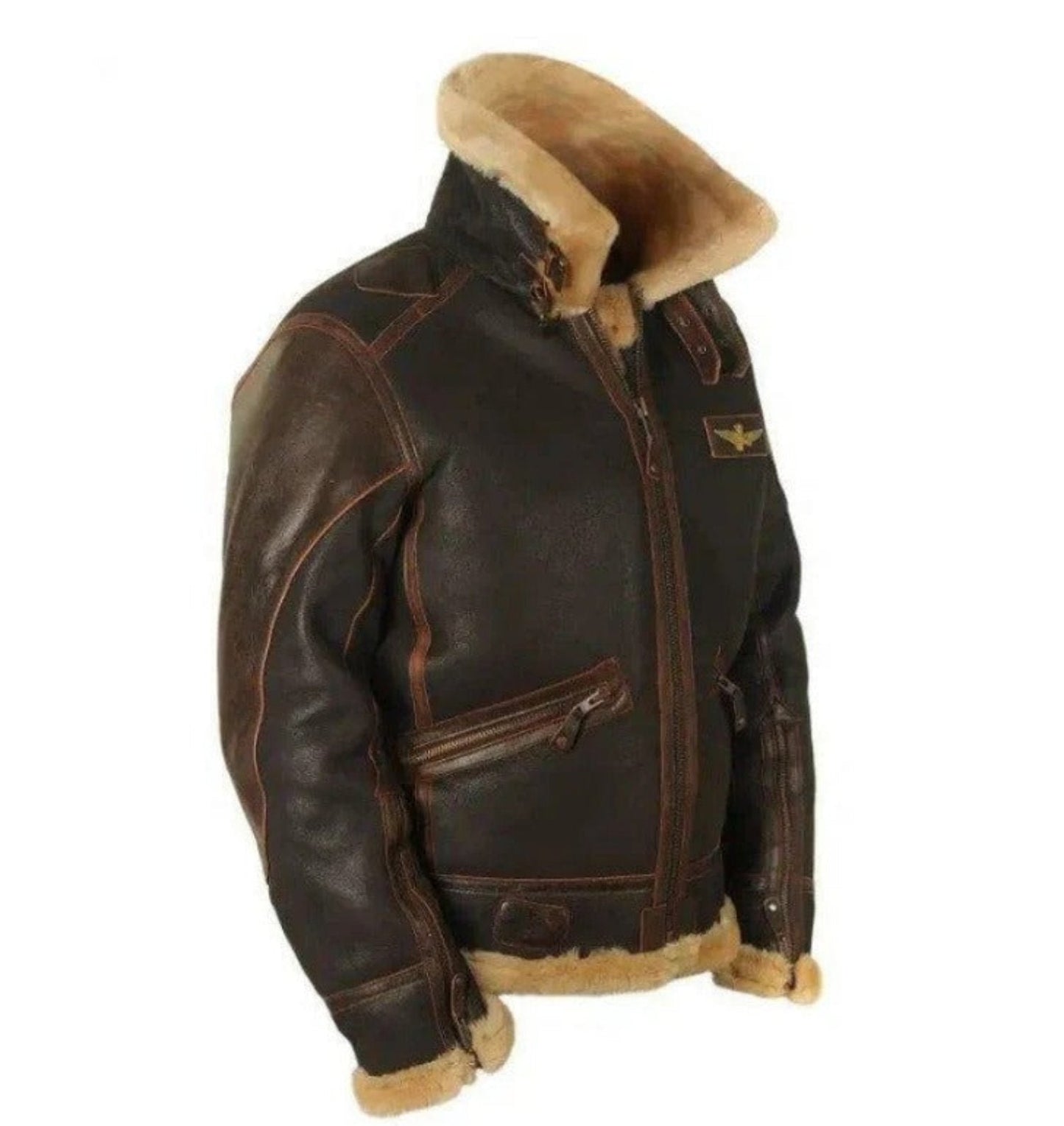Herr Vintage Pilotjacka i Shearling Stil – Varmt och Tidlöst Ytterplagg för Vinter och Höst