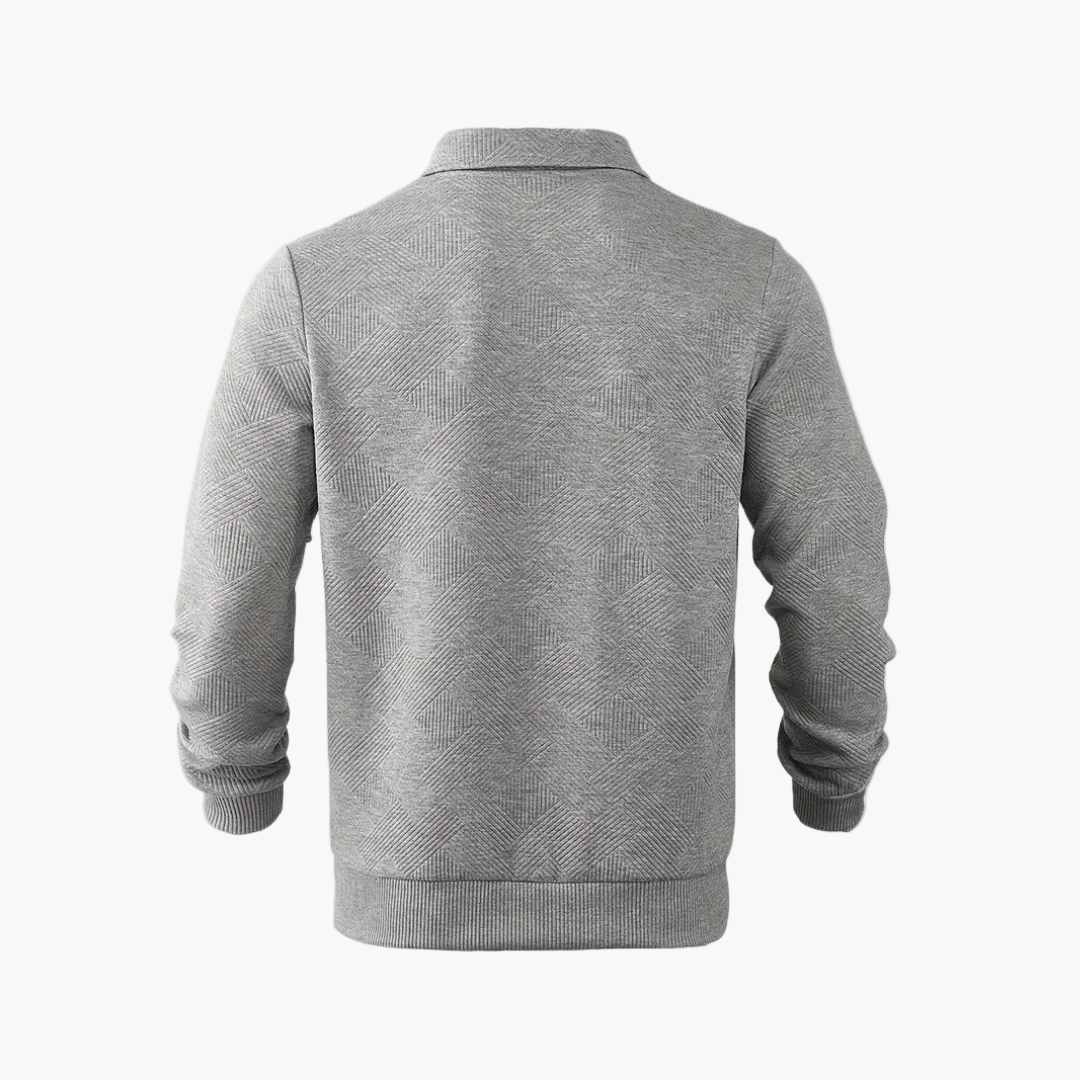 Herrtröja med Kvartdragkedja och Geometriskt Mönster – Modern Vintage Stil för Vardag och Fritid