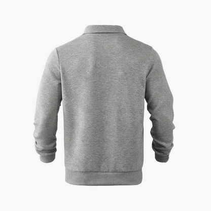 Herrtröja med Kvartdragkedja och Geometriskt Mönster – Modern Vintage Stil för Vardag och Fritid