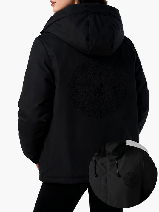 Damjacka med grafiskt tryck och huva – Casual vinterstil