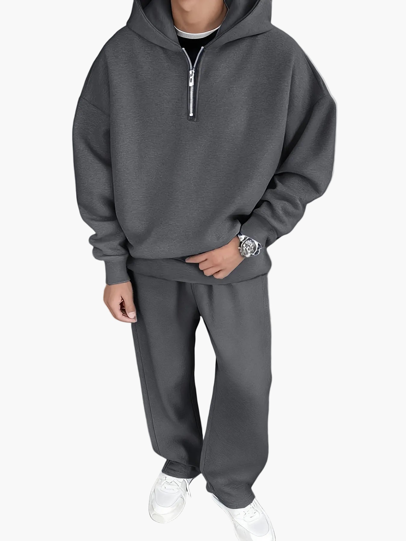 Herr Joggingdräkt med Huva – Avslappnad Streetwear Set för Höst och Vinter