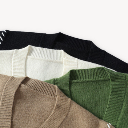 Herrstickad kofta i avslappnad stil för vardag och kontor