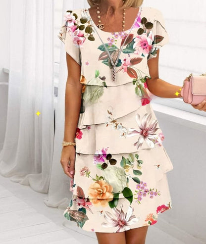 Damklänning Elegant Patchwork Layered Sommarklänning för Fester och Vardagsbruk