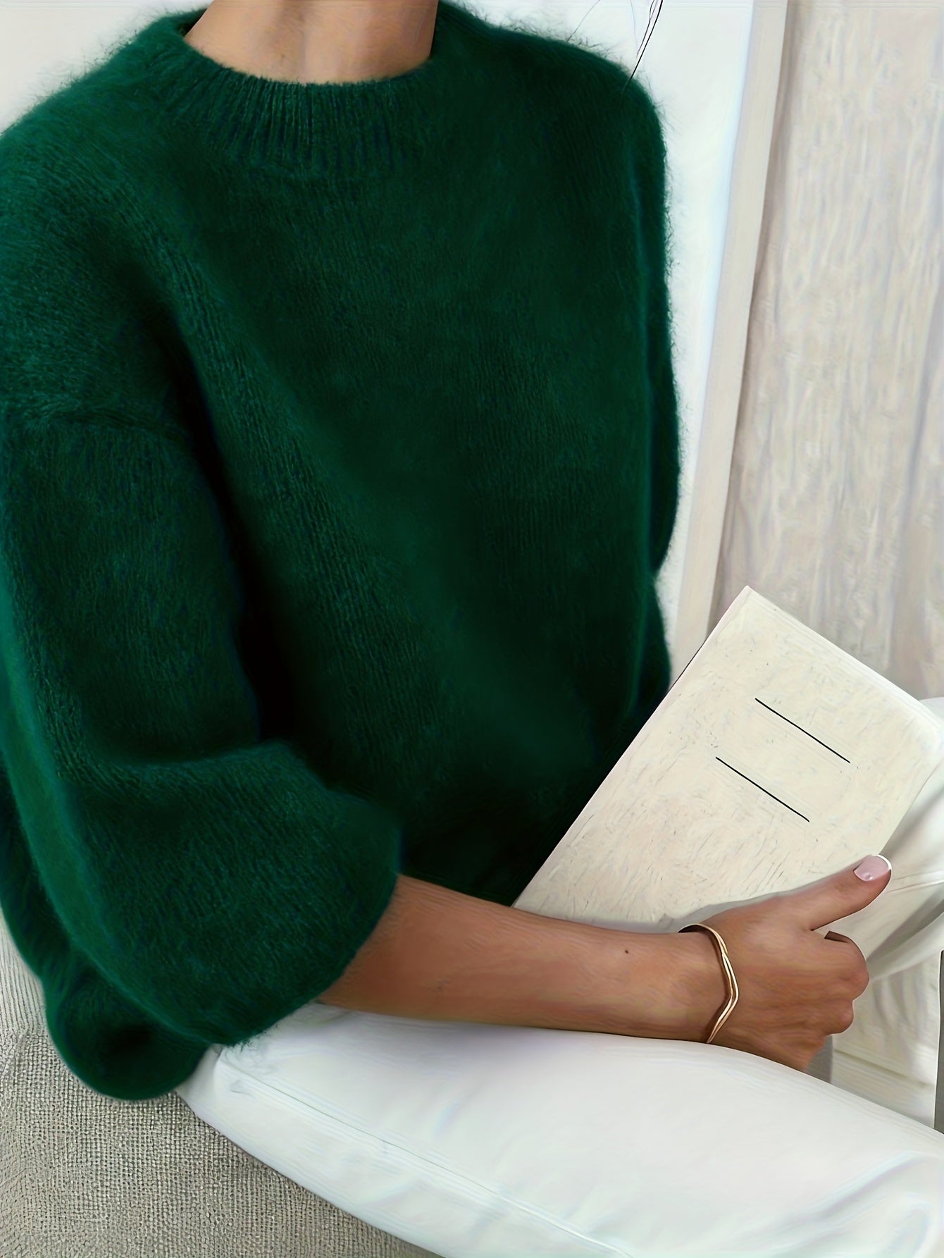 Damtröja Elegant Långärmad Oversize Stickad Höst/Vinter – Avslappnad Stil