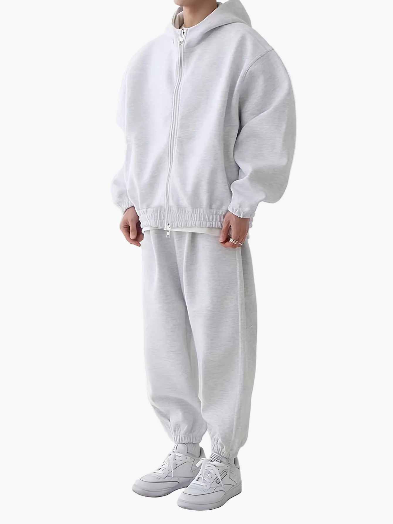 Herrarnas sportiga avslappnade set med hoodie och byxor – perfekt för träning och vardag