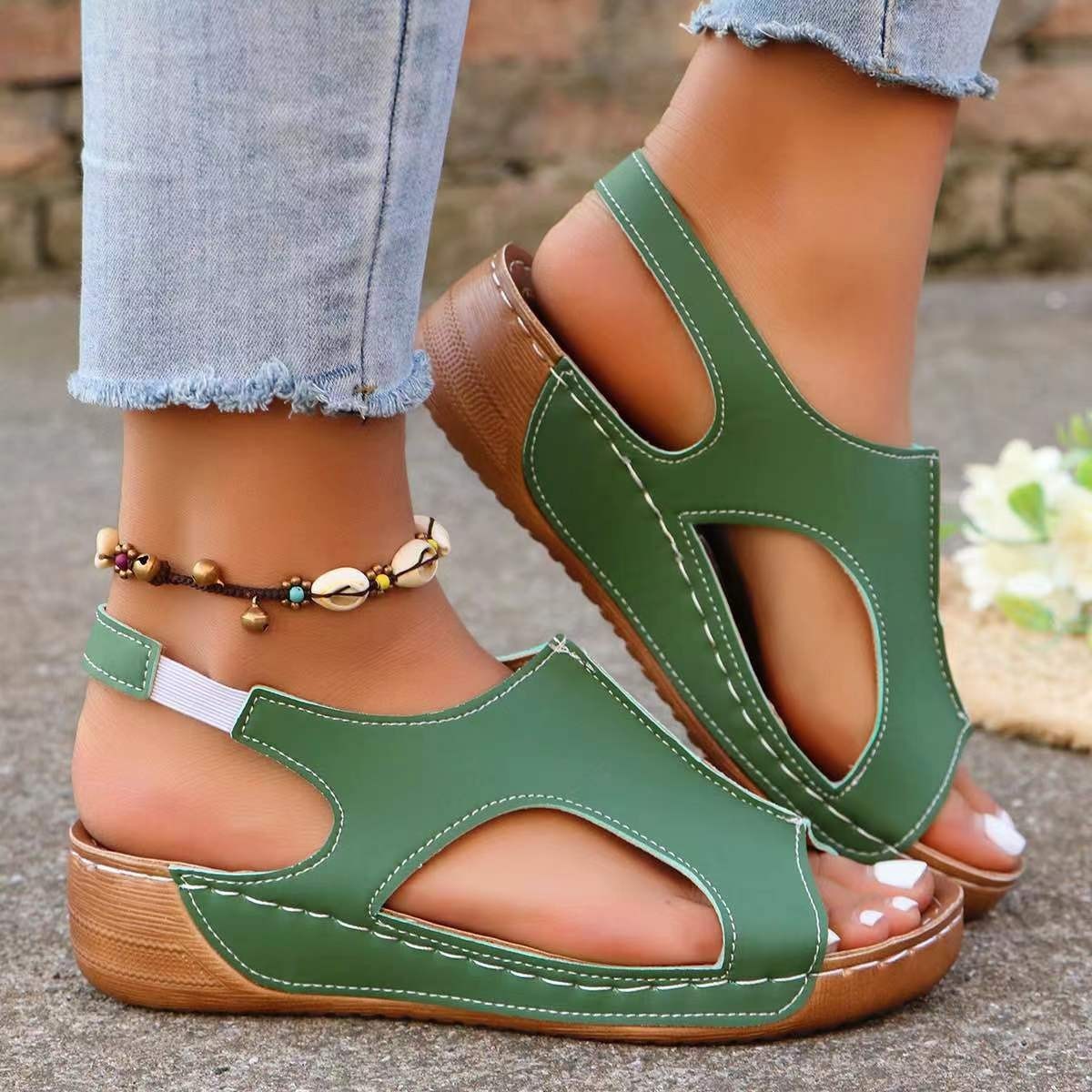 Lisa – Sommar Wedges Sandaler med Elastisk Band Design
