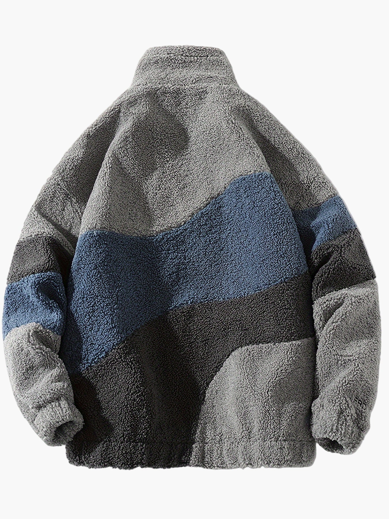 Herr Preppy Fleecejacka med Färgblock och Dragkedja – Trendig Vår- och Höstjacka