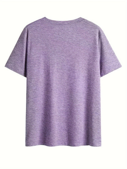 Dam T-shirt med v-ringning och blommönster – avslappnad sommarstil
