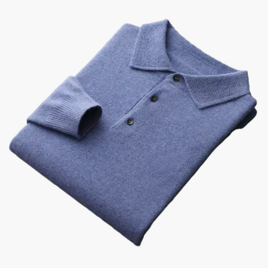 Herrstickad premium polo – klassisk långärmad tröja för vardag och fest