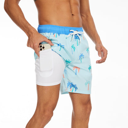 Herr Baddräktsbyxor Sportiga Strandshorts med Innerficka – Perfekta för Strand och Träning