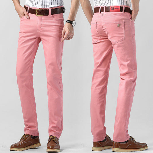 Herrbyxor Slim Raka Stretch Byxa Modern Fritidsstil
