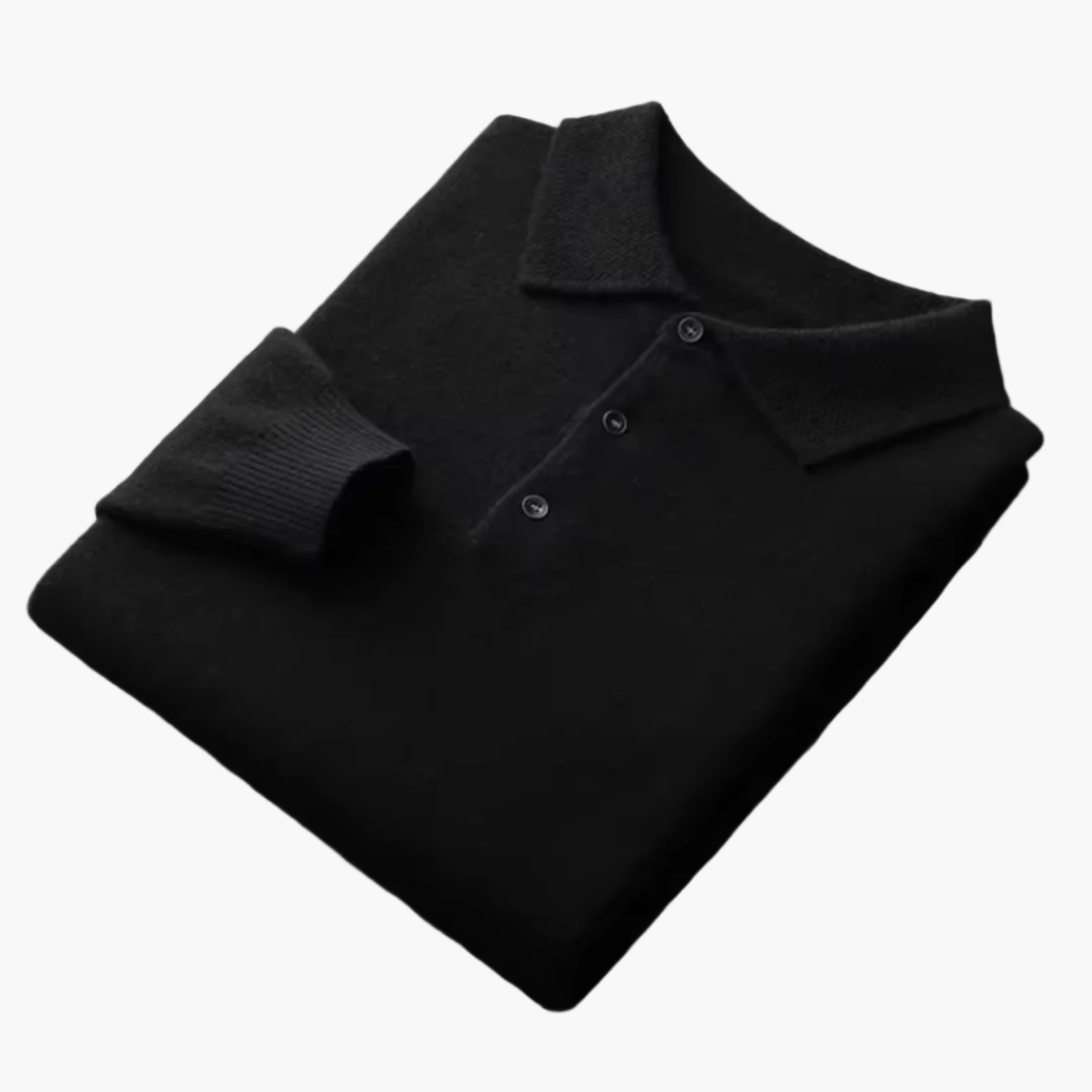 Herrstickad premium polo – klassisk långärmad tröja för vardag och fest