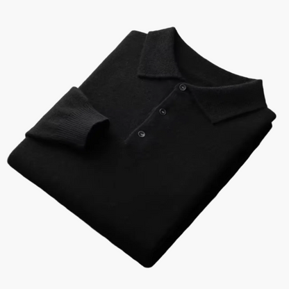 Herrstickad premium polo – klassisk långärmad tröja för vardag och fest
