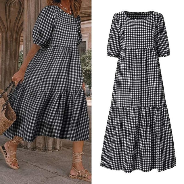 Leah – Sommarklänning för kvinnor med kort ärm