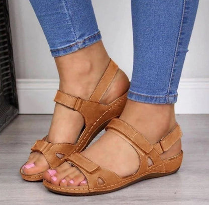 Rachael – Stora Storlekar Avslappnade Rund Tå Låg Klack Enfärgade Sandaler för Kvinnor