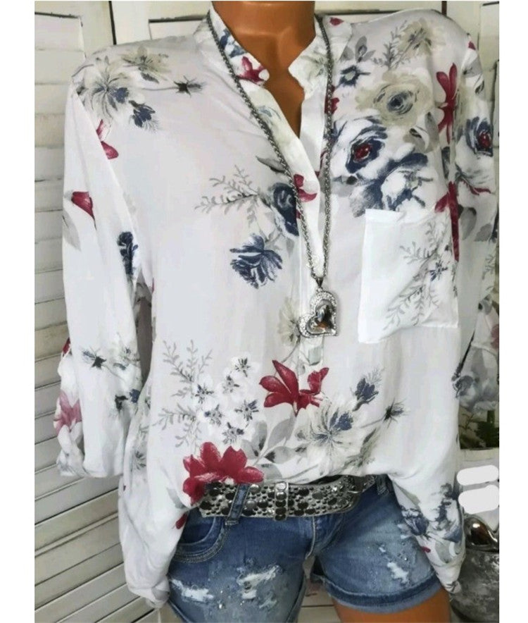 Elizabeth – Långärmad Blus med Tryck