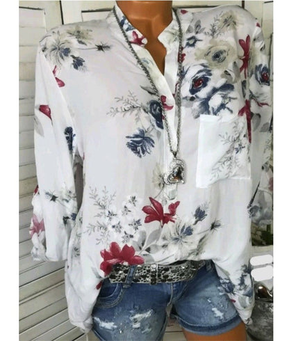 Elizabeth – Långärmad Blus med Tryck