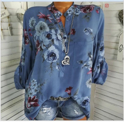 Elizabeth – Långärmad Blus med Tryck
