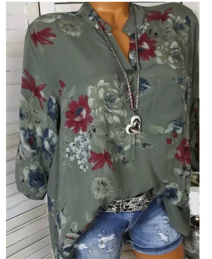 Elizabeth – Långärmad Blus med Tryck