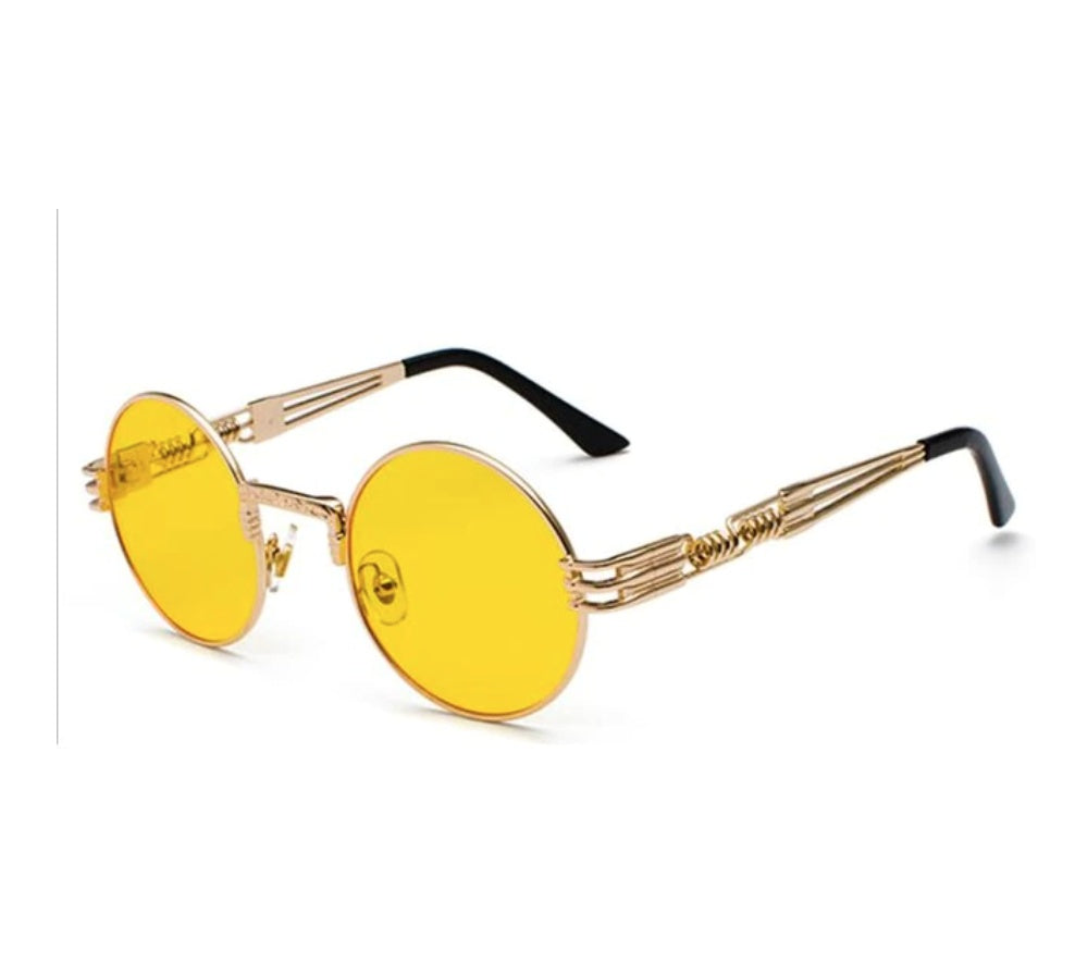 Sara – Runda Solglasögon i Guld med Retro-Stil