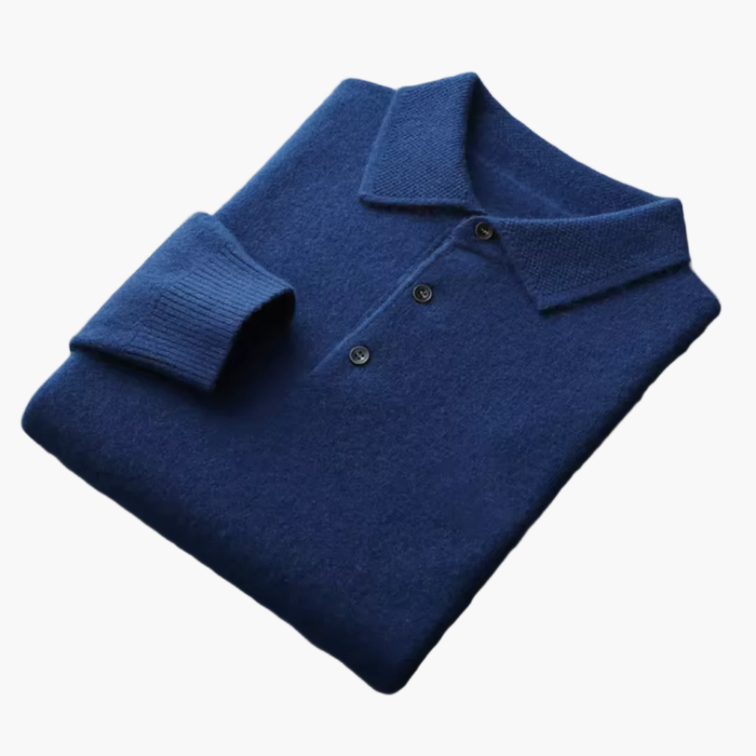 Herrstickad premium polo – klassisk långärmad tröja för vardag och fest