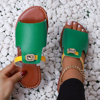 Damers eleganta slip-in sandaler med smyckesdetalj för vardag och semester