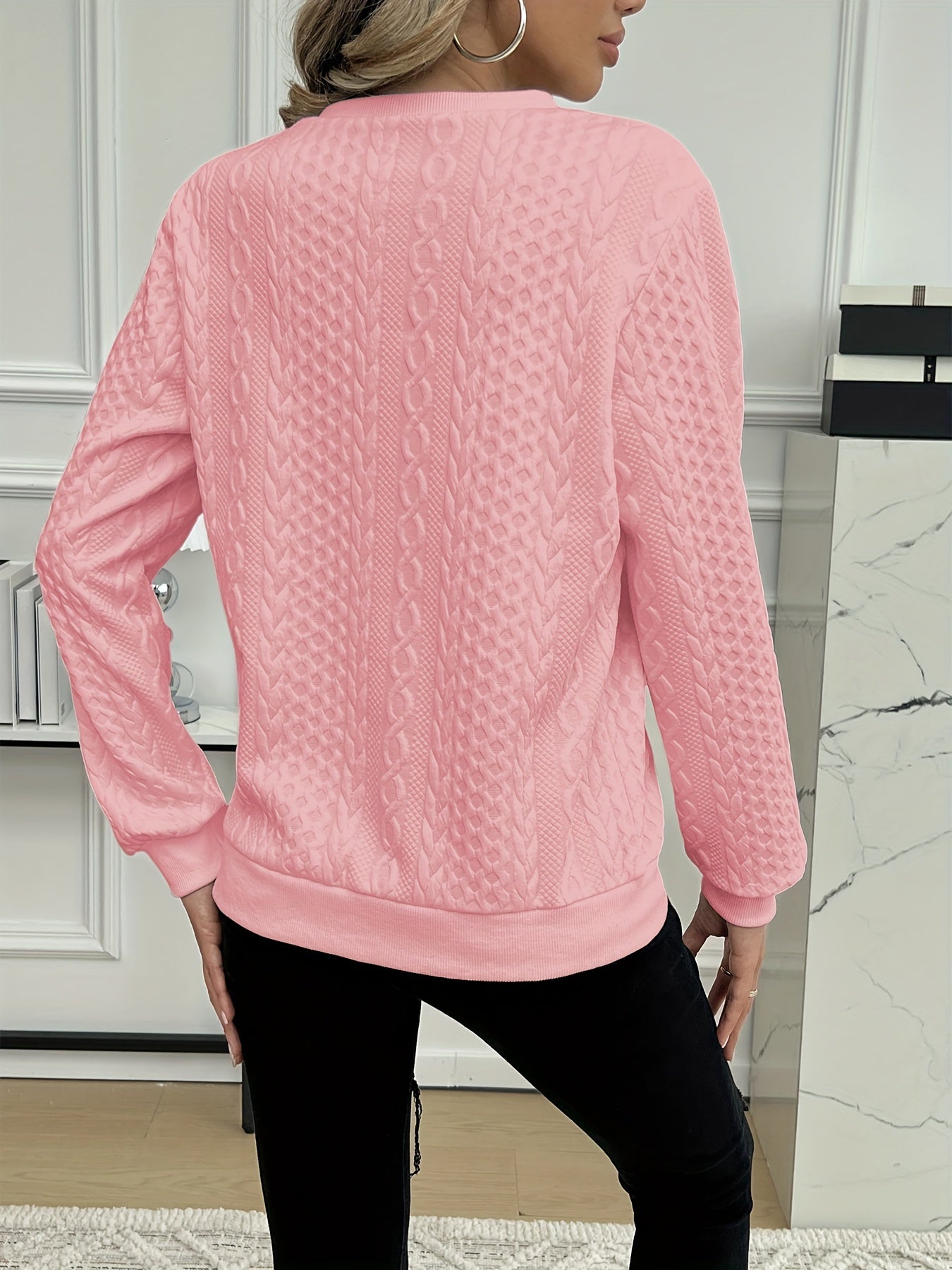 Barbara – Elegant Crew Neck Tröja med Dragkedja i Polyester och Spandex