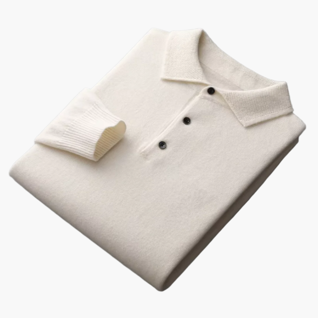 Herrstickad premium polo – klassisk långärmad tröja för vardag och fest