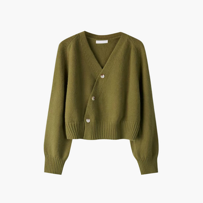 Damkofta med V-ringning och snedknäppning – Modern och elegant vardagsstil