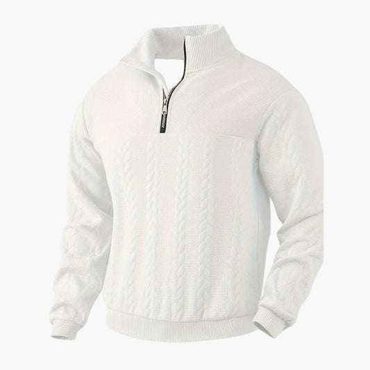 Herr Half-Zip Stickad Tröja – Klassisk Varm och Stilren Pullover för Vardag och Fritid
