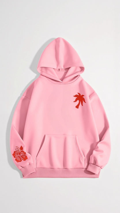 Dam Hoodie med tropiska broderier – Avslappnad streetwear för vardag och fritid