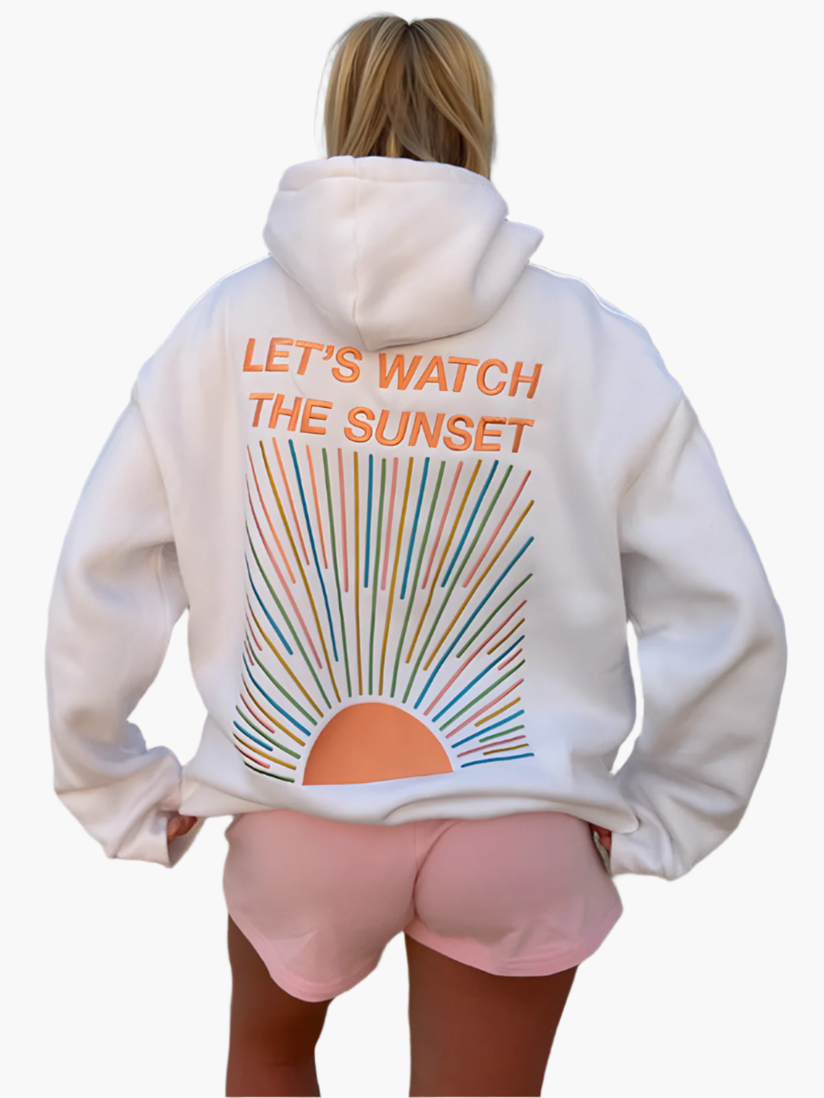 Ruby – Oversize Damhoodie med Solnedgångsprint