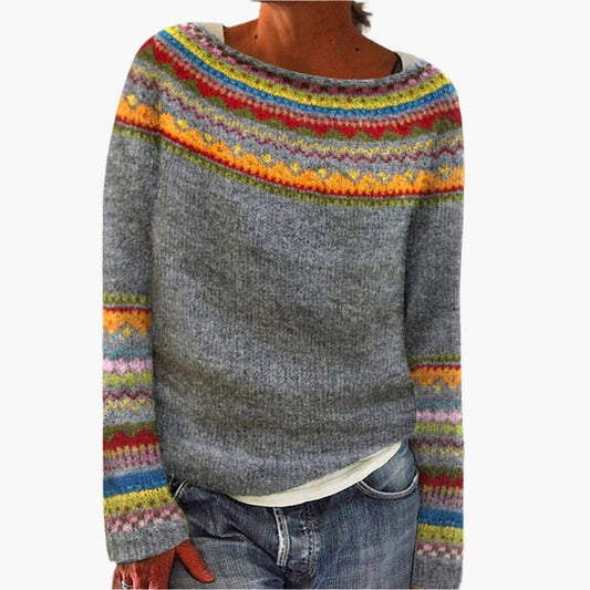 Damtröja Retro Mönsterstickad – Varm och Tidlös Höststil